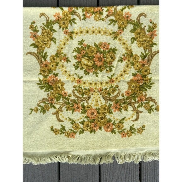 Vintage Tastemaker 100% Cotton Floral Fringe Bath Towels Set Yellow (2) Cottage - Picture 5 of 16